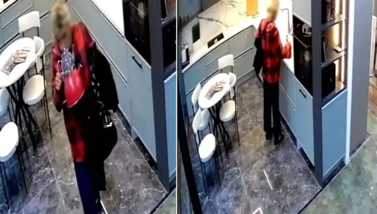 Mağazaya giren bayan hırsızın çalmadan evvel yaptığı harekete kimse mana veremedi