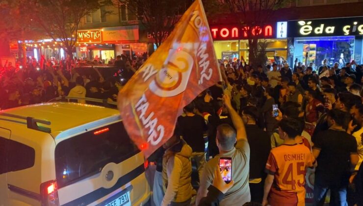 Bursa’da Galatasaray taraftarlarından galibiyet coşkusu